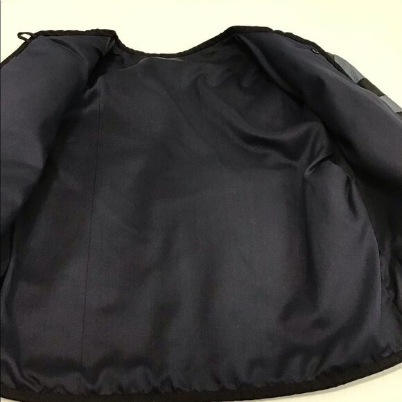 Leather Custom Made Crop Jacket Blue With Flower Petal Crew Neck Cropped Jacket - Picture 15 of 15